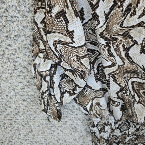 Michael Kors Top Womens XS Brown Snake Print Semi Sheer Blouse Roll Tab Sleeve - Picture 3 of 7